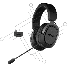 Игровые наушники чёрно-серые ASUS TUF Gaming H3 WL (2.4 ГГц, 7.1 виртуально, 50мм, неодимовые магниты, 32 Ом, 20~20000 Гц, микрофон, USB-C, PC, Mac, PS4, Nintendo Switch, Xbox One, 90YH02ZG-B3UA00)