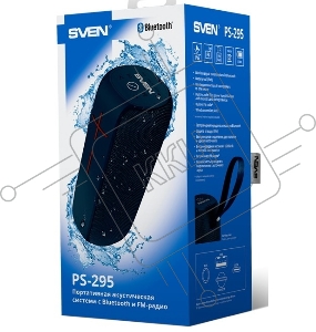 Мобильные колонки SVEN PS-295 2.0 синие (2x5W, Waterproof (IPx6), TWS, Bluetooth, FM, USB, microSD, 3000 мАч)