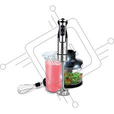 Блендер Centek CT-1338 (черн/сталь) 1300Вт DC мотор, РЕГУЛЯТОР МОЩНОСТИ сLED, стакан, чоппер, венчик