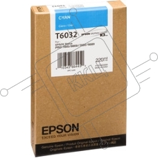 Картридж струйный Epson T6032 (C13T603200) голубой (220 мл) для Stylus 7800, 7880, 9800, 9880