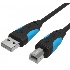 Кабель Vention USB 2.0 AM/BM - 3м. Черный VAS-A16-B300