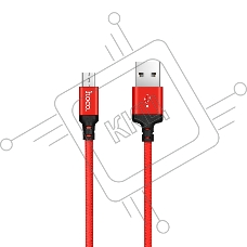 Кабель HOCO X14 USB 2.0 , AM/microBM, красно-черный, 1м