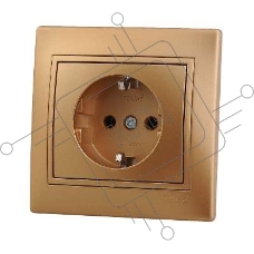 Розетка 1-м СП Мира керам. с заземл. метал. зол. Lezard 701-1313-122