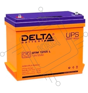 Аккумуляторная батарея Delta DTM 1255 L напряжение 12В, емкость 55Ач (239x132x210mm)