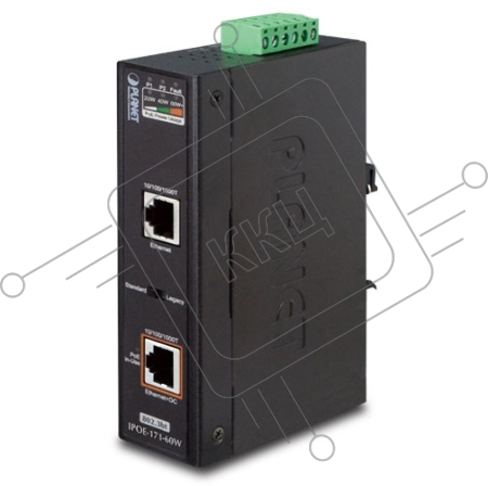 Индустриальный PoE инжектор IPOE-171-60W IP30, Industrial Single-Port 10/100/1000Mbps 802.3bt PoE++ Injector (60 Watts, Legacy mode support, PoE Usage LED, -40 to 75 C)