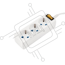 Удлинитель 3 гнезда 3 м, 3х0,75 мм², с/з, с кнопкой PREMIUM белый PROconnect
