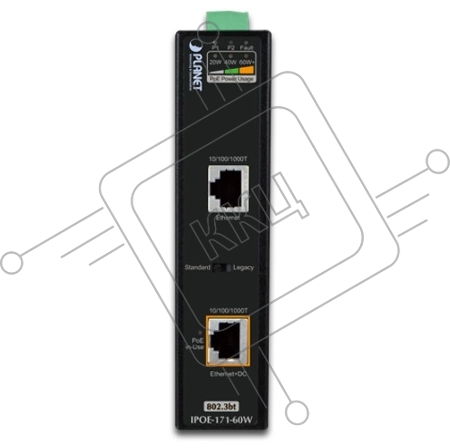 Индустриальный PoE инжектор IPOE-171-60W IP30, Industrial Single-Port 10/100/1000Mbps 802.3bt PoE++ Injector (60 Watts, Legacy mode support, PoE Usage LED, -40 to 75 C)