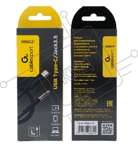 Кабель-переходник USB Cablexpert CCAB-CM35M-1M-B, Type-C/Jack3.5, Mobile, 1м, черн, коробка