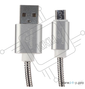 Кабель USB 2.0 Cablexpert CC-G-mUSB02S-1M, AM/microB, серия Gold, длина 1м, серебро, блистер