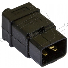 Разъемы для силового кабеля Hyperline CON-IEC320C20 Разъем IEC 60320 C20 220В 16A на кабель, контакты на винтах (плоские выступающие штыревые контакты в пластиковом обрамлении), прямой