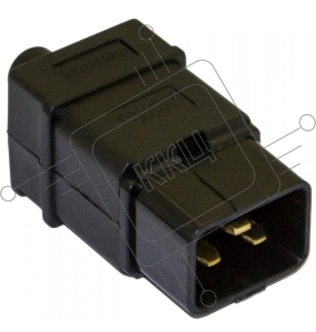 Разъемы для силового кабеля Hyperline CON-IEC320C20 Разъем IEC 60320 C20 220В 16A на кабель, контакты на винтах (плоские выступающие штыревые контакты в пластиковом обрамлении), прямой