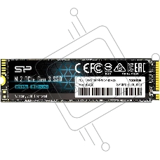 Накопитель SSD Silicon Power P34A60, 128Gb, PCIe 3.0 x4, M.2 2280, NVMe, R/W 2200/1600