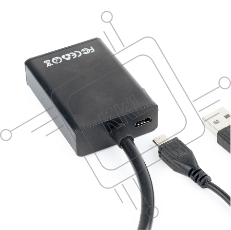 Переходник VGA (M)-HDMI (F) Cablexpert A-VGA-HDMI-01, 19M/15F, длина 15см, аудиовыход Jack 3,5 (M), питание от USB