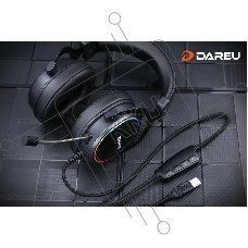 Гарнитура игровая проводная Dareu EH925 Black (черный), подсветка RGB, фиксированный микрофон с шумоподавлением, подключение USB, длина кабеля 2,2м