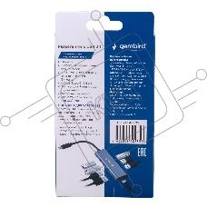Разветвитель USB3.1 Gembird UHB-U3P7-02, 7хUSB, с доп.питанием (порт Type-C), OTG, кабель Type-C 19см, алюминий, коробка
