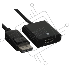 Переходник GoPower DisplayPort (m)-HDMI (f) ver.1.4 черный Premium Zip-Lock c подвесом (1/200)