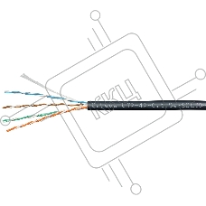 Кабель витая пара Cabeus UTP-4P-Cat.5e-SOLID-OUT-PE-UV U/UTP 5e кат. 4 пары (24 AWG), одножильный, для внешней прокладки, PE-UV (305 м)