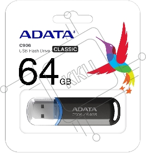 Флеш накопитель ADATA 64GB Classic C906, USB 2.0, Черный