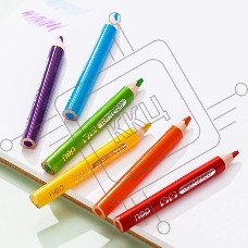 Карандаши цветные Deli EC-134-12 Color Kids, трехгранный профиль, ассорти, 12 цветов, картонная коробка (12шт) 12 карандашей