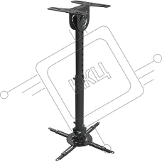 Кронштейн Wize WPB-B черный {Потолочные, Макс. крепежное расстояние 260х260, макс. вес нагрузки 12 кг, Наклон,поворот °+/-15, расстояние от стены/ потолка 43-64 см}
