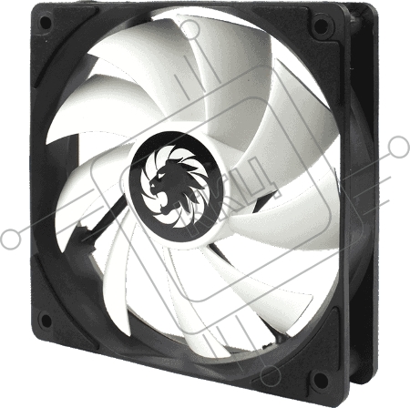 Кулер для корпуса ПК Gamemax GMX-WFBK-WT, 12CM black fan, white blade, 3pin+4Pin connector