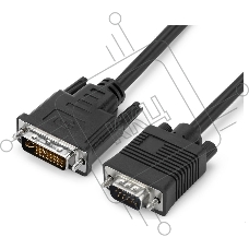 Переходник GoPower DVI-I (m)-VGA (m) 1м черный Premium Zip-Lock c подвесом (1/200)