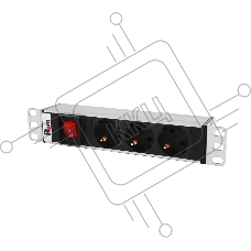 Блок розеток ЦМО Rem-10 без шнура с выкл., 3 Schuko, вход IEC 60320 C14, 10A, алюм., 10
