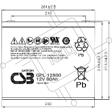 Батарея CSB GPL-12800 (12V, 80Ah) для UPS