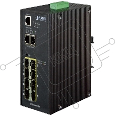 IGS-10080MFT индустриальный управляемый коммутатор IP30 Industrial 8* 100/1000F SFP + 2*10/100/1000T Full Managed Ethernet Switch (-40 to 75 degree C), 1588