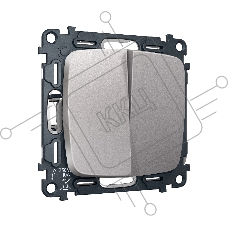 Комплект механизма 2-клавишного перекрестного выключателя 10A-250V OMEGA Сталь матовый QUANT (OP5030, VM125) MO503030