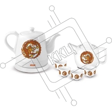 Набор чайный Mystery MEK-1624 1.2л, белый, 1500Вт (корпус: керамика)
