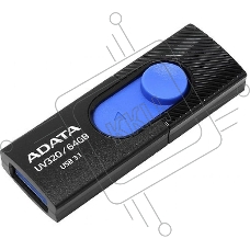 Флеш диск 64GB ADATA UV320, USB 3.1, Черный/Голубой