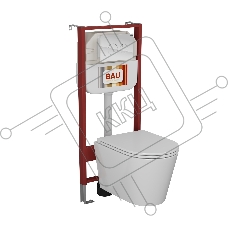 Комплект BAU 6 в 1: рамная инсталляция BAU NEO 45, унитаз подвесной безободковый смыв торнадо Bau Nimb Hurricane3, сиденье дюропласт микролифт, клавиша из стекла BAU Dream дизайнерская, белая
