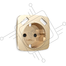 Лицевая панель OMEGA (Шампань) для электрической розетки с/з со шторками 2USB A+A QUANT OP6090