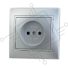 Розетка 1-м СП Мира 16А IP20 без заземл. керам. метал. сер. LEZARD 701-1010-121