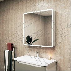 Зеркальный шкаф Bau Stil 80х80, LED подсветка, сенсор, плавное закрывание, оборачиваемый
