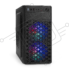 Компьютерный корпус Minitower ExeGate mEVO-7803-XP400 (mATX, БП XP400 с вент. 12см, 2*USB+1*USB3.0, HD аудио, черный, 2 вент. 12см с RGB подсветкой)