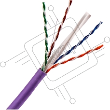 Кабель TWT UTP, 4 пары, Кат.6, нг(А)-LS, IEC 60332-3, 305 метров, фиолетовый