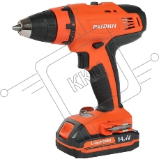 Дрель-шуруповерт Patriot BR 140Li, Аккумуляторная, 14,4В, 2 АКБ, Кейс