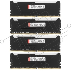 Оперативная память Kingston Fury Beast, DDR4, 64GB (4x16GB), 3600MHz, CL18, с радиаторами, RGB, черный