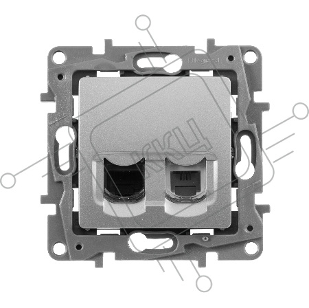 Розетка RJ11+RJ45 кат. 5 UTP, алюминий ETIKA 