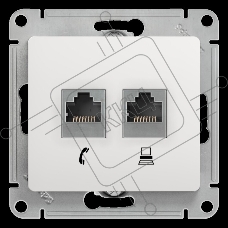 Розетка компьютерная 2-я RJ11+RJ45, кат.5E GSL000185 Schneider Electric Glossa белый