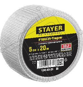 Серпянка самоклеящаяся FIBER-Tape, 5 см х 20м, STAYER Professional 1246-05-20