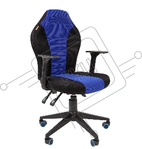 Кресло Chairman game 8 чёрное/синее Игровое кресло (ткань,пластик, газпатрон 3 кл, ролики, механизм качания)
