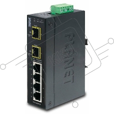 КоммутаторIGS-620TF индустриальный неуправляемыйIP30 Industrial 4-Port 10/100/1000T + 2-Port 100/1000X SFP Gigabit Switch (-40 to 75 degree C)