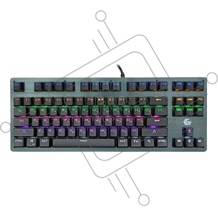 Клавиатура механ Gembird KB-G540L, USB, черн, переключатели Outemu Blue, 87 клавиши, подсветка Rainbow 9 режимов, FN, кабель тканевый 1.8м