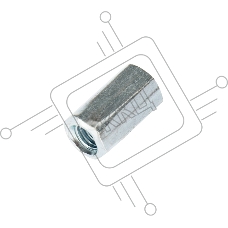 Гайка для шпильки KRANZ удлиненная М6, 1.0х10х18, короб (20 шт./уп.)