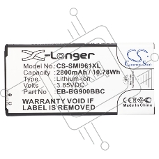 Аккумулятор CS-SMI961XL для Samsung Galaxy S5 3.85V, 2800mAh, 10.78Wh