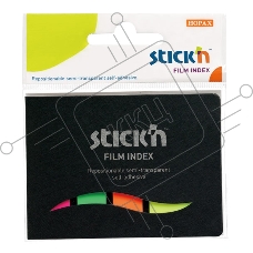 Закладки самокл. индексы пластиковые Stick`n 21077 4цв.в упак. 25лист в обложке 25x45мм+12x45мм европодвес