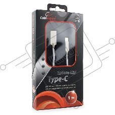 Кабель USB 2.0 Cablexpert CC-P-USBC02W-1M, AM/Type-C, серия Platinum, длина 1м, белый, блистер